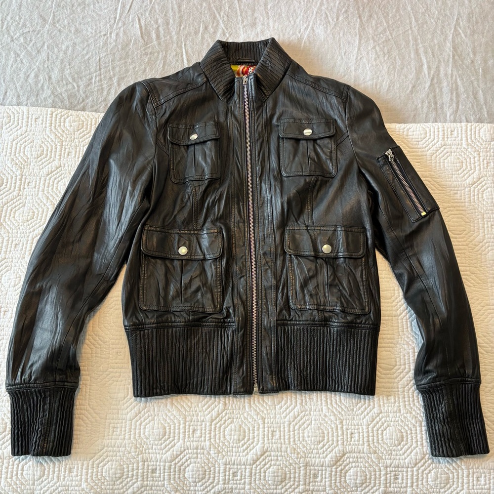 Kenna-T Leather Bomber Jacket